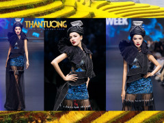 Lê Hoàng Phương lộng lẫy với đầm thổ cẩm của NTK Vũ Việt Hà